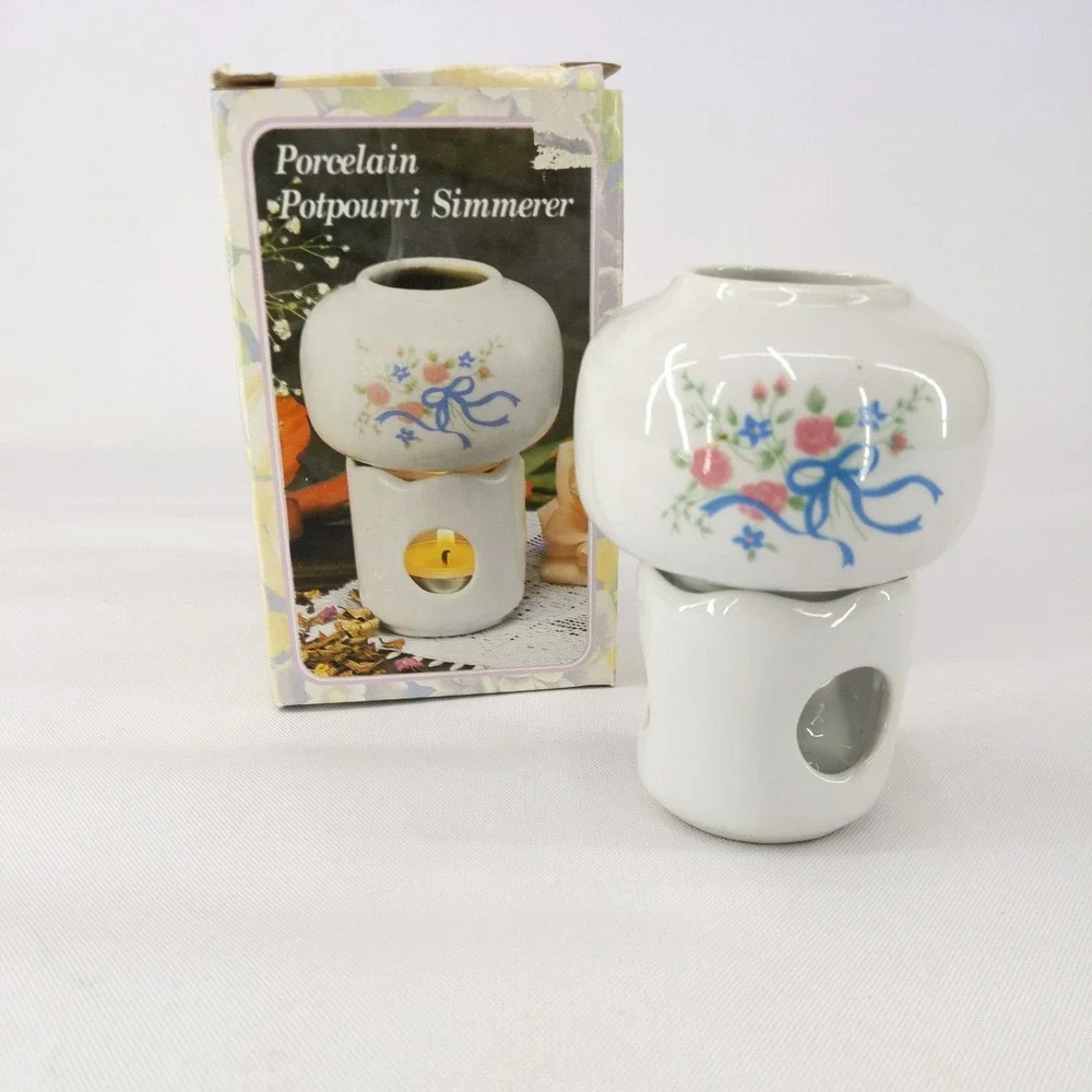 vtg 90s 1994 Floral Candle‎ Tea Light Oil Vaporizer Potpourri Warmer